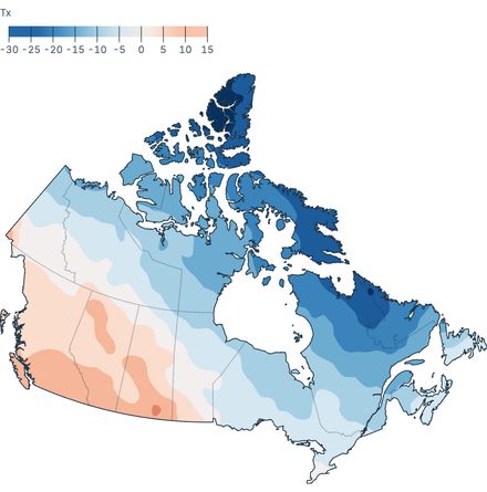 Canada temperature contours